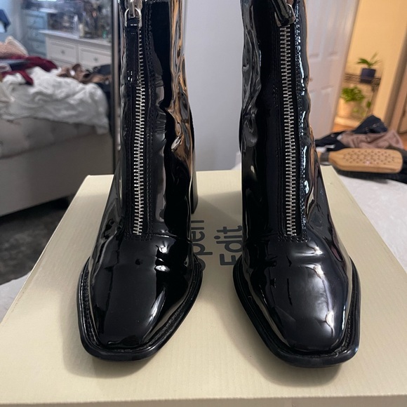Nordstrom Shiny Black Ankle Booties - Picture 1 of 5